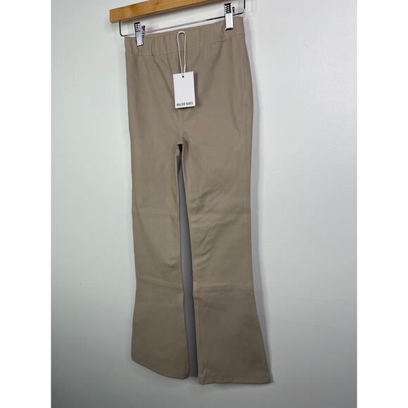 NWT Baker Lori Leather Flare Leg Elastic Waist Pant Women's Dove Size: XS - Picture 3 of 10